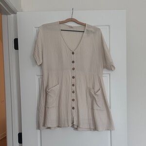 By Together Beige Button-Down Women's Dress